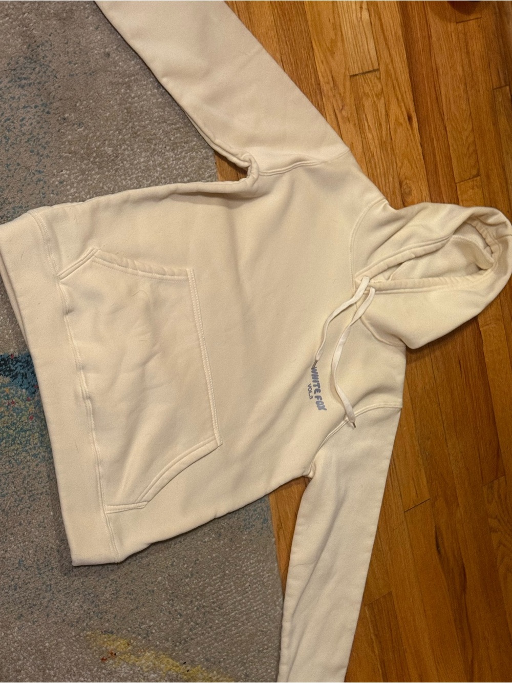White Fox Boutique Cream Hoodie with Blue Logo - Picture 7 of 9